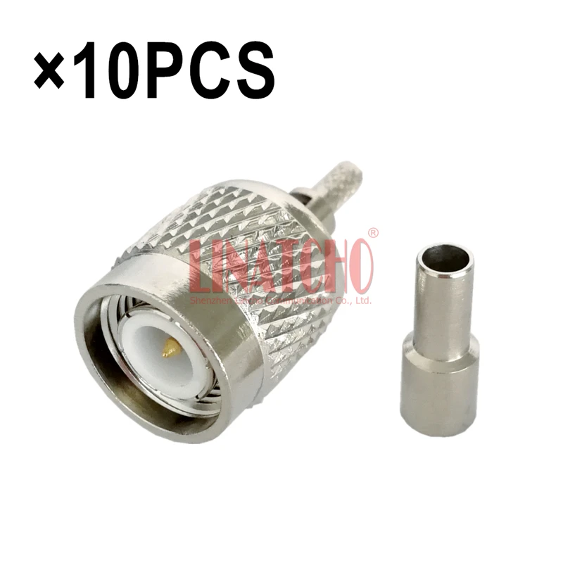 10PCS 50ohm RG316 LMR100 RG174 RF Coaxial Cable 50-1.5 Crimp Brass TNC Male Connector