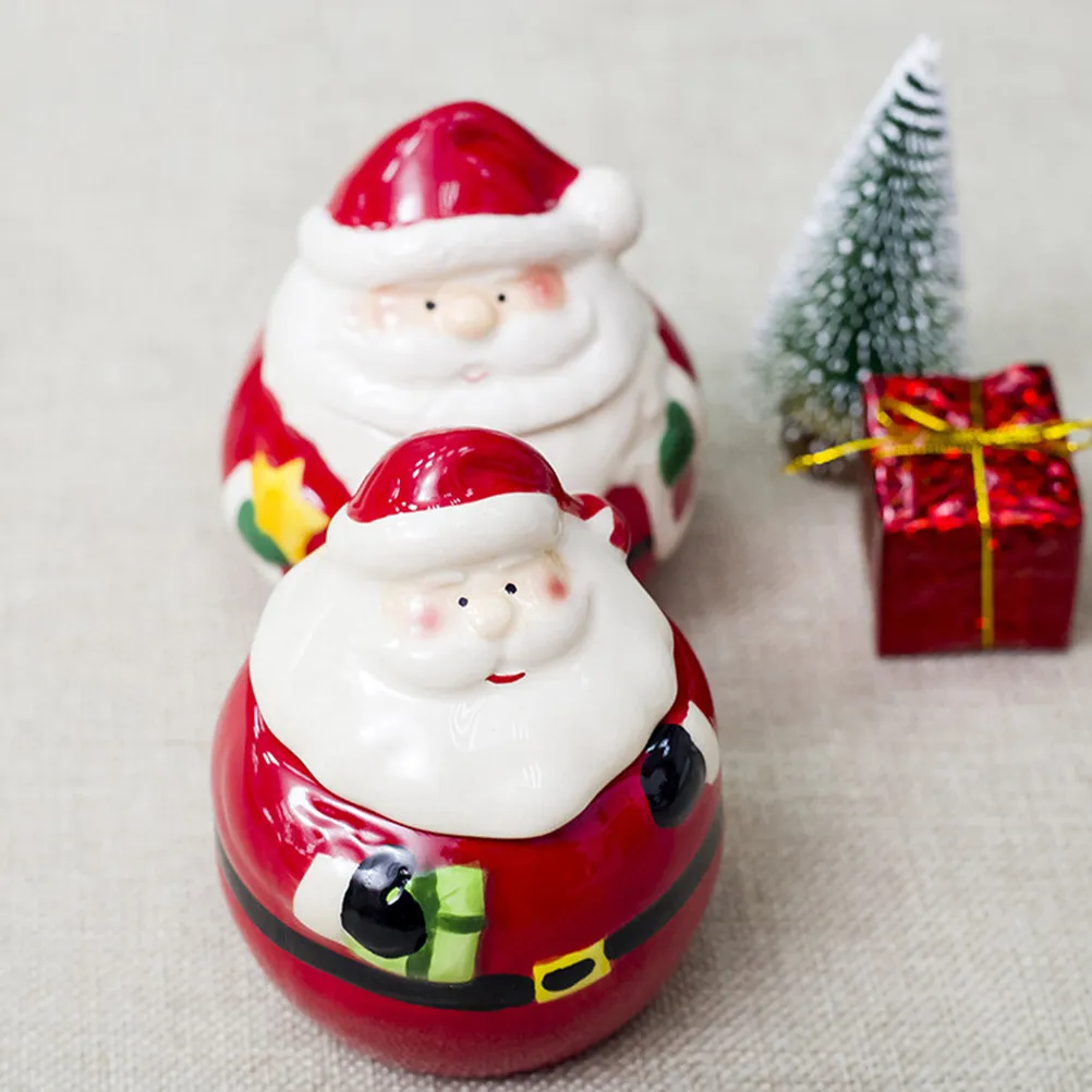 

Набор из 2 керамических баночек для специй «Дед Мороз», контейнеры для хранения продуктов на кухне, рождественский подарок, керамическая банка для специй