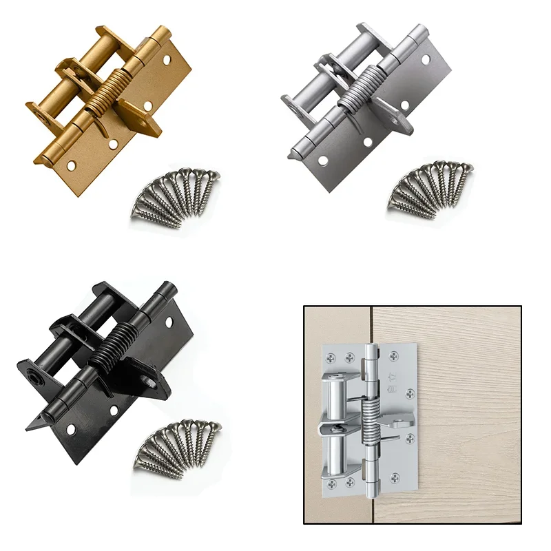 

1PCS 4 Inches Invisible Door Spring Hinge Automatic Closing Wooden Multi-function Closer 90 Degree Positioning with 8 Screws