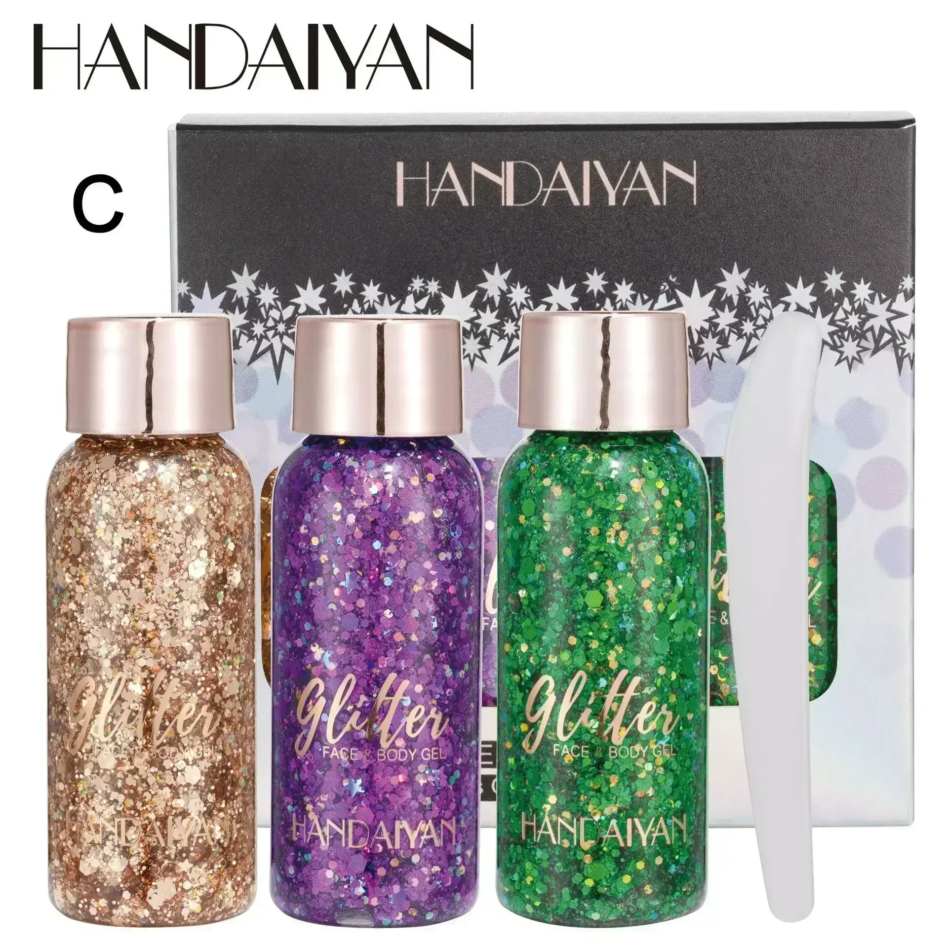 3 Pieces Glitter Body Sequins Gel Set Shining Bright Multi-function Eye Shadow Face Body Gel Fashion Party Festival Gift 32ml*3