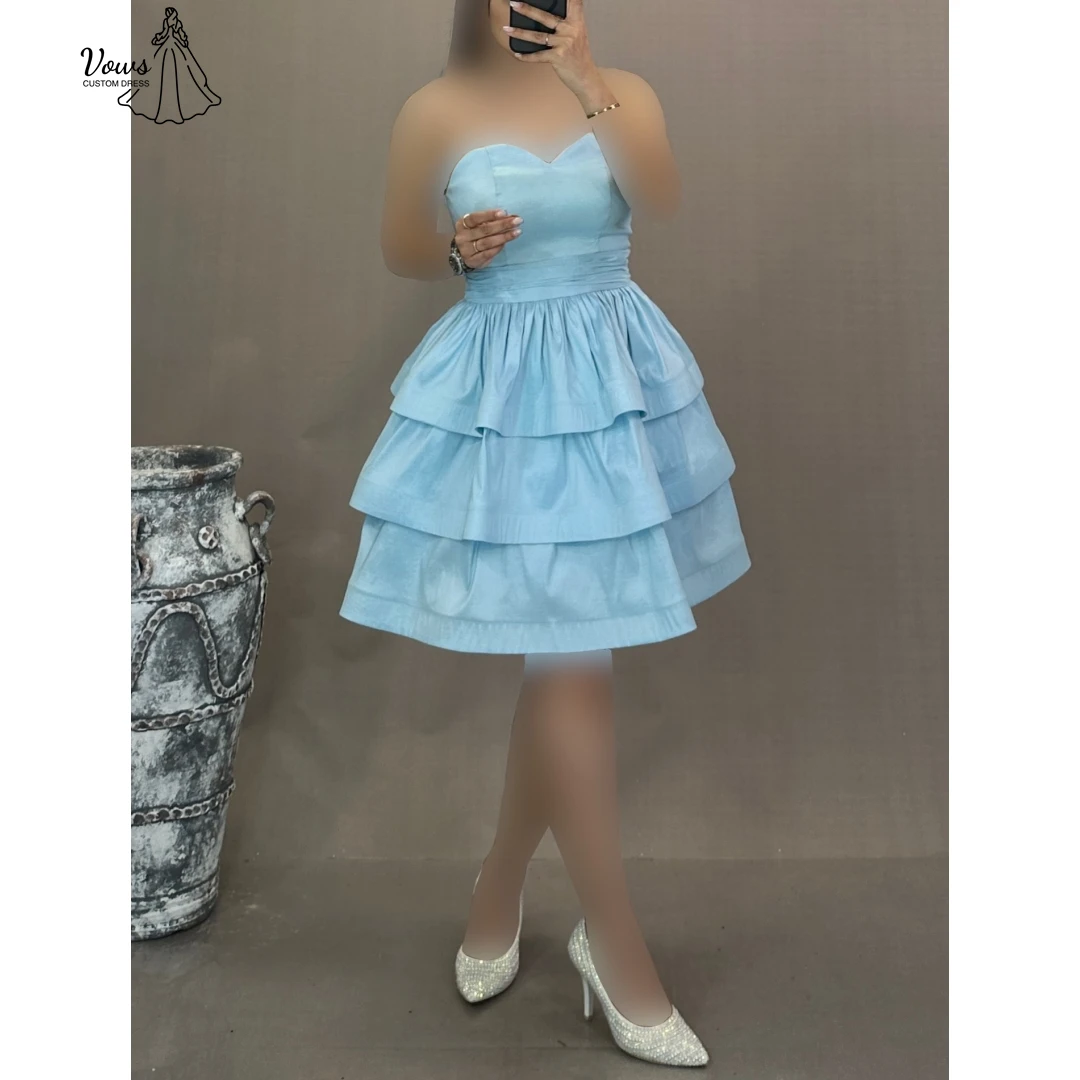

Vows Custom Made Party Dress for Wedding Ceremony Dresses 2025 Woman Line A Short Multi-layered Off the Shoulders Ball Gowns