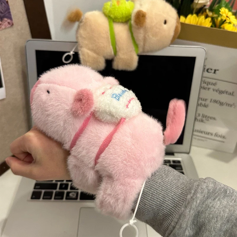 Cartoon Stay Wire Rotate Tail Capybara Clap Circle Toys Slap Snap Wrap Wristband Bracelet Fluffty Stuffed Plush Doll Hand Ring