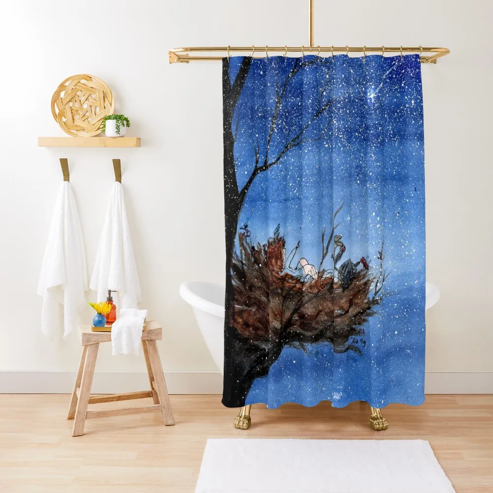 

Look at the falling star Shower Curtain Bathroom For Shower Anti-Mold Waterproof Shower Cover Waterproof Bathroom Curtain