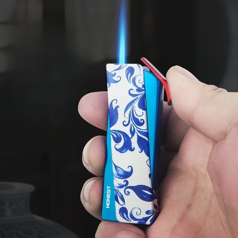 

Honest Mini Portable Inflatable Lighter Windproof Jet Blue Flame Butane Gas Lighter Smoking Accessories Men's High End Gift