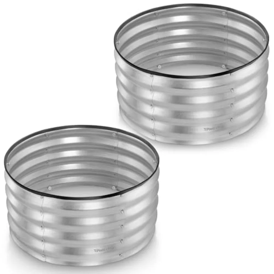 

Круглая оцинкованная приподнятая грядка 2×2×1 фут, 2 шт., для сада и огорода, для овощей и цветов, запатентованная конструкция без использования инструментов, серебристая