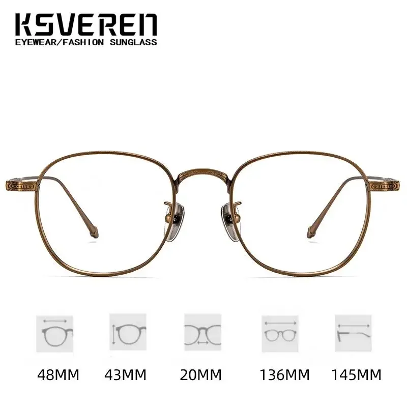 KSVEREN модные роскошные очки для чтения в стиле ретро, удобные очки из чистого титана, деловые очки по рецепту, оправа для мужчин и женщин