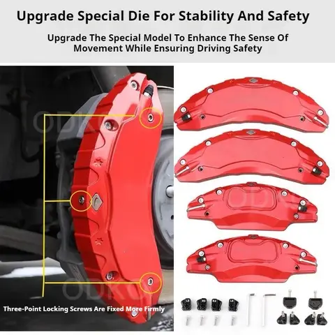 Tesla Model X 2019-2022 브레이크 캘리퍼스 커버 스티커가있는 4 개의 캘리퍼스 커버 세트 알루미늄 합금 액세서리