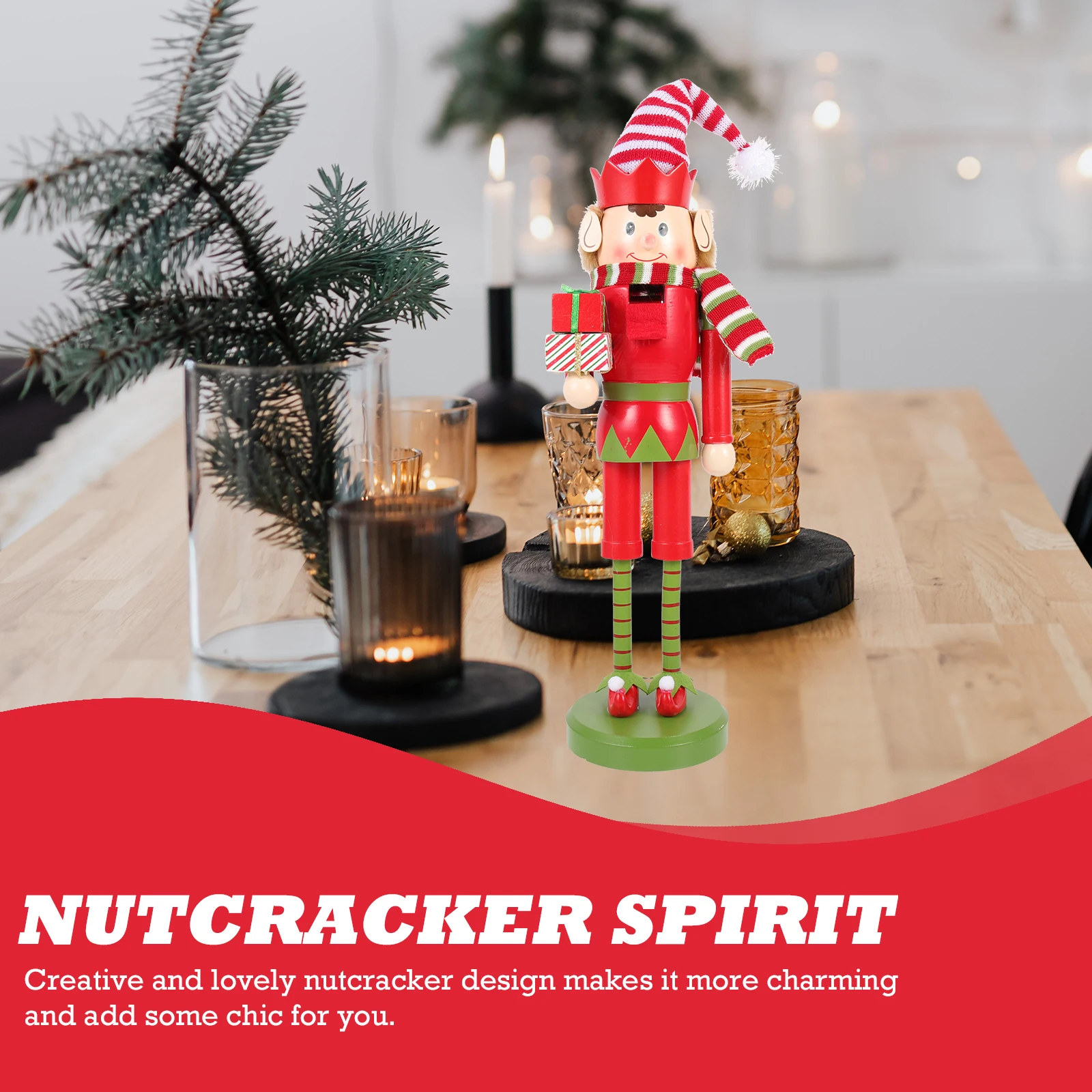 

Wooden Nutcracker Ornament Christmas Decoration for Living Room Bedroom Car Desk Holiday Xmas Decor Festive Table Accessory