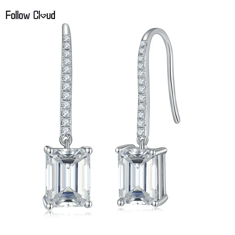 

Следуйте за облаком, 6*8 мм, роскошные 4 карата, изумрудная огранка, квадратные серьги-капли из настоящего муассанита для женщин, обручальные, свадебные серьги