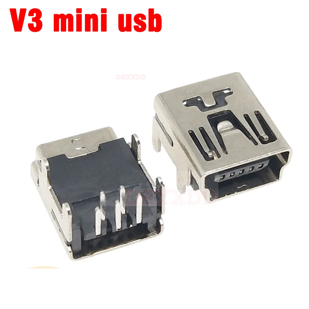 10pcs MINI USB Male 5 Pin V3 Connectors USB Port Jack Tail Sockect Plug Terminals For Samsung Huawei DIY