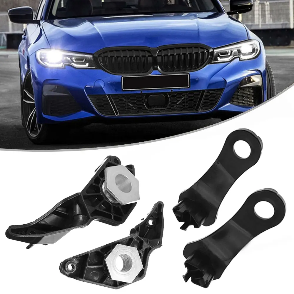 4x Black Plastic Headlight Repair Bracket Car Door Lights Repair Kit Bracket Exterior Replacement Parts for BMW 5 Series E60 E61