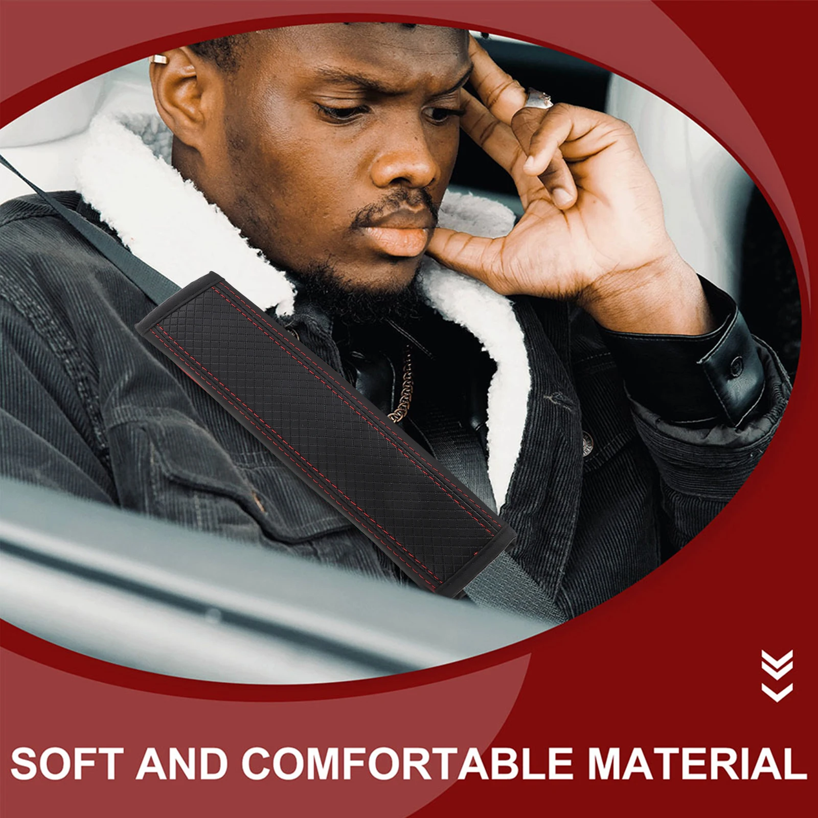 

2 Pcs Shoulder Pads Safety Belt Cover Decorate Car Interior Accessories Pu for Seat Straps