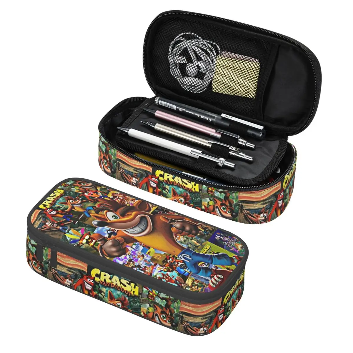 Estuche para lápices Crash Team Rumble Game, estuche para bolígrafos para niños de gran capacidad de doble capa, regalos perfectos