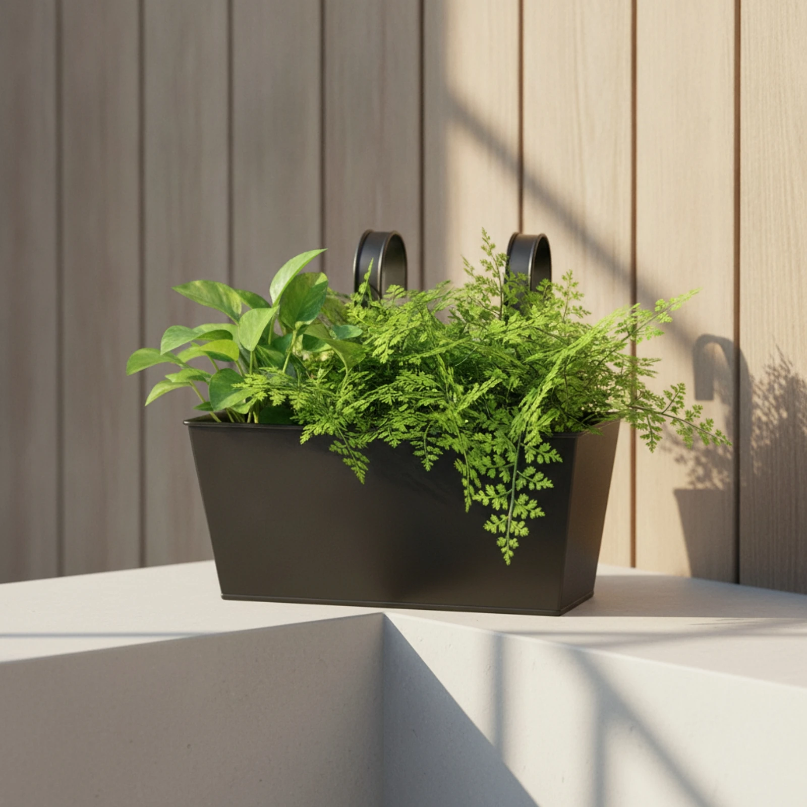 2 Pieces Hanging Flower Box Space-Saving Hanging Planter Balcony Planter Modern Long-Lasting for Apartment Dwellers, Railing view 6