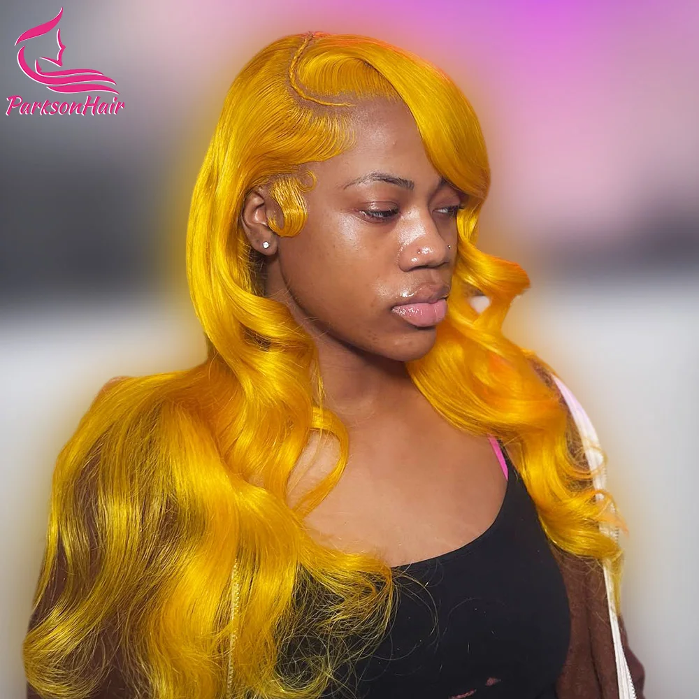 

613 Yellow Colored Lace Front Wigs Human Hair Body Wave 13X4 HD Transparent Lace Frontal Human Hair Wig For Women Brazilian