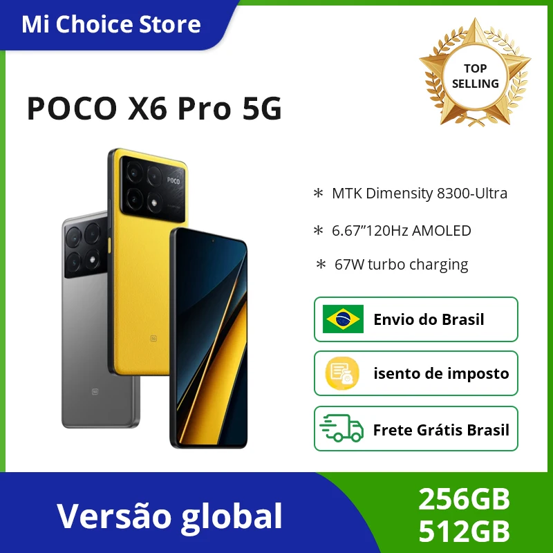 xiaomi poco x6 pro 5g versao global 12 mais 512gb rom mtk tamanho 8300 ultra 667 polegadas 15k amoled 67w carregamento turbo 64mp cnf 01