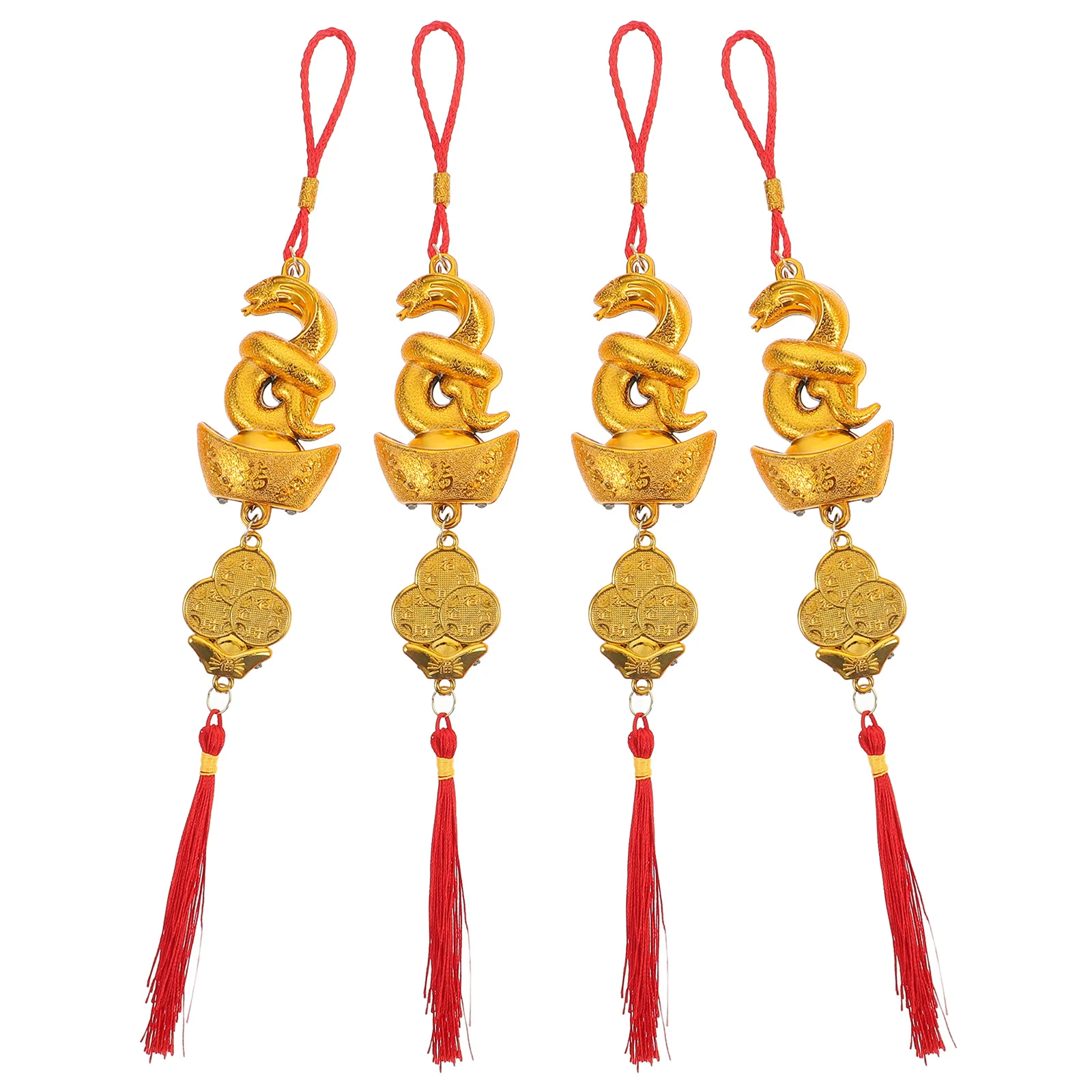 4 szt. Dekoracji na Święto Wiosny, chiński Nowy Rok, zawieszka z symbolem Roku Węża, ozdoba z frędzlami do domu, na drzwi, do samochodu, na okno, do bonsai