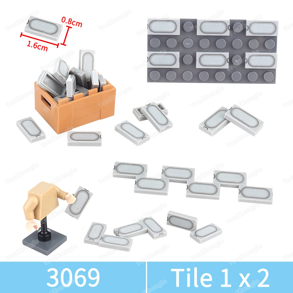

3069 Зализная пластина с принтом, овальный узор, строительный блок, 1x2, детали, фигурки MOC, военная техника, модель сцены, подарок для мальчика, игрушки «сделай сам»