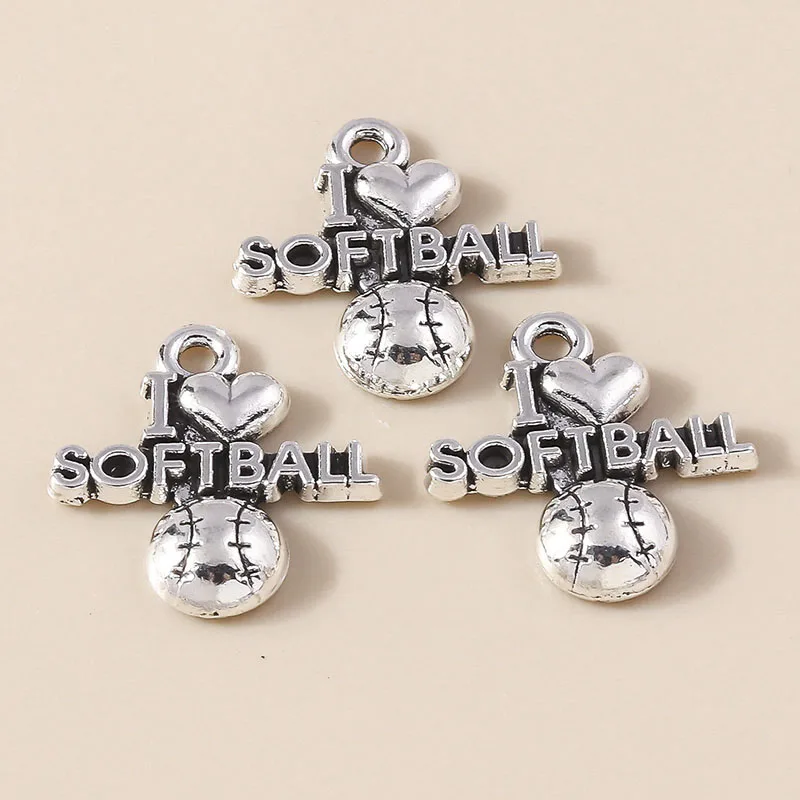 Leslie 10 Stück/Set Legierung Sport-Anhänger Volleyball Fußball Baseball Softball Fußball Bälle Anhänger für DIY Schmuckherstellung Zubehör – Detail 3