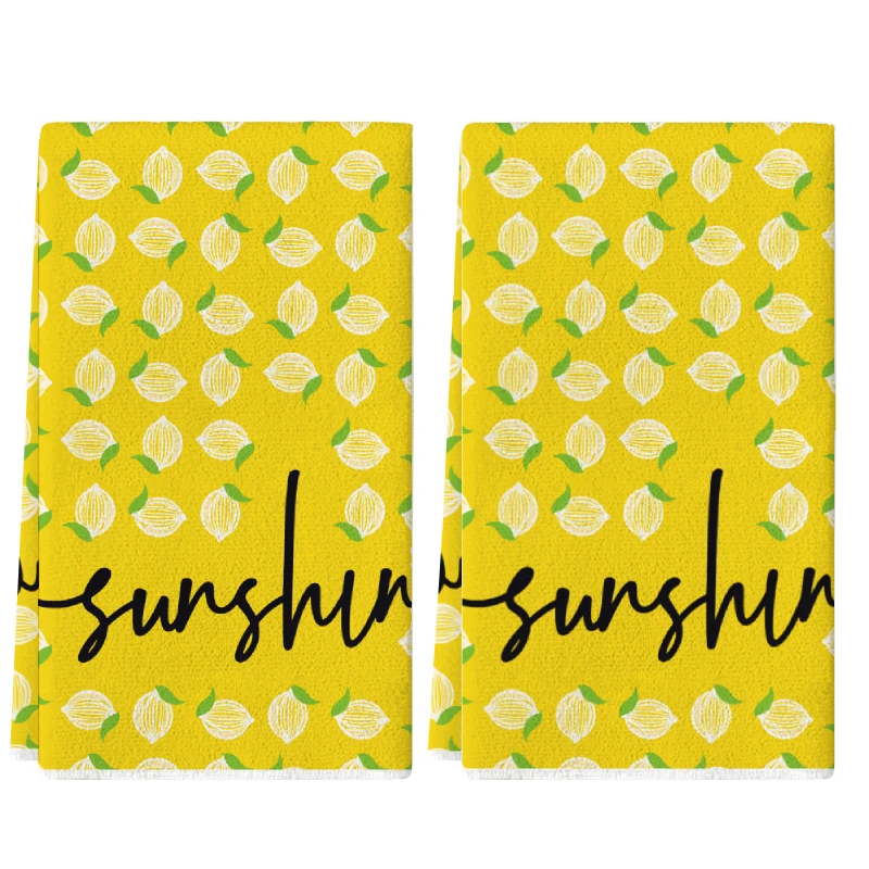 2Pcs, Fresh Lemon Kitchen Towels, 40Cm*60Cm Towel Set, Best Kitchen Towels, Super Absorbent Soft Cleaning Cloth, Cooking and Baking Tea Towel, Hand Towel, Cleaning Cloth, Dishwashing Cloth, Kitchen Decoration, Living Room Decorations, Kitchen Essentials, Home Essentials
