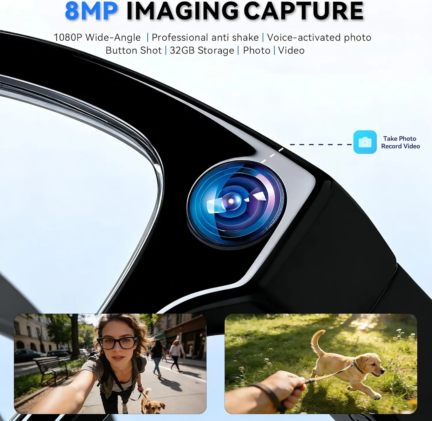 8MP HD Open Ear Smart Glasses Voice Assistant Real Time Translation Video Recording Wireless Bluetooth Sunglasses