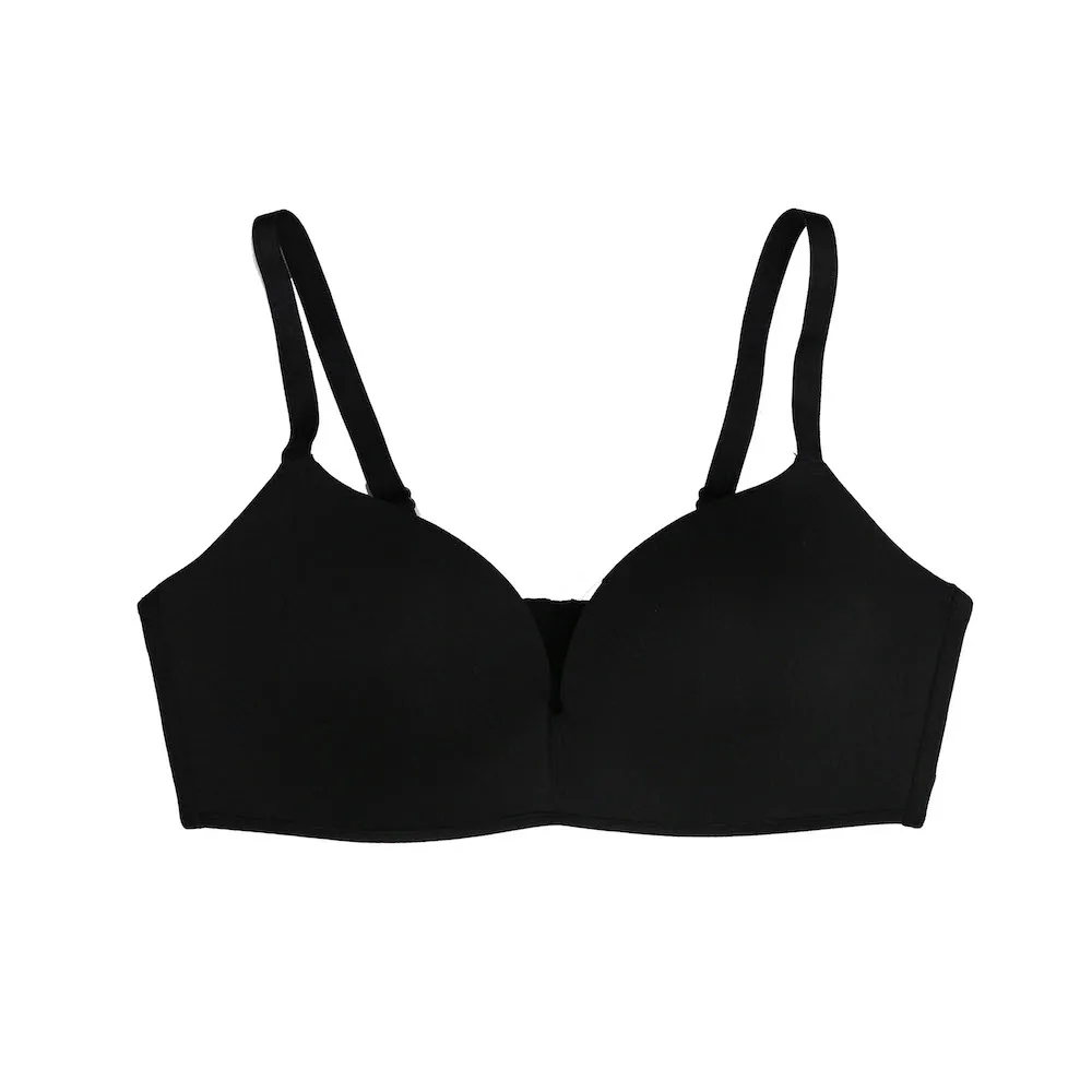 

Women Sports Bras 100% Pure Mulberry Silk Seamless Brassier Non-Wire Breathable One Piece Latex Bras Black