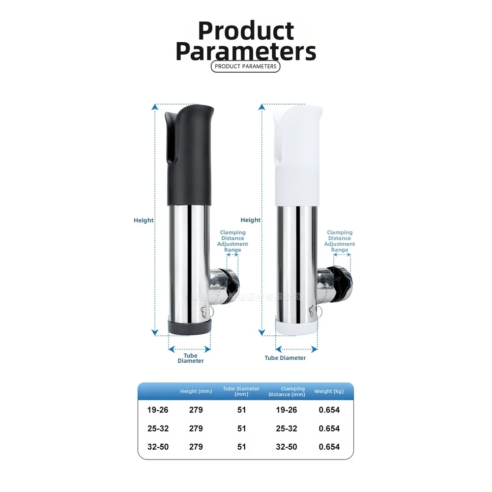 調節可能なステンレス鋼製釣り竿ホルダー、ボートトローリングマウント用、クイックリリースと360度回転設計