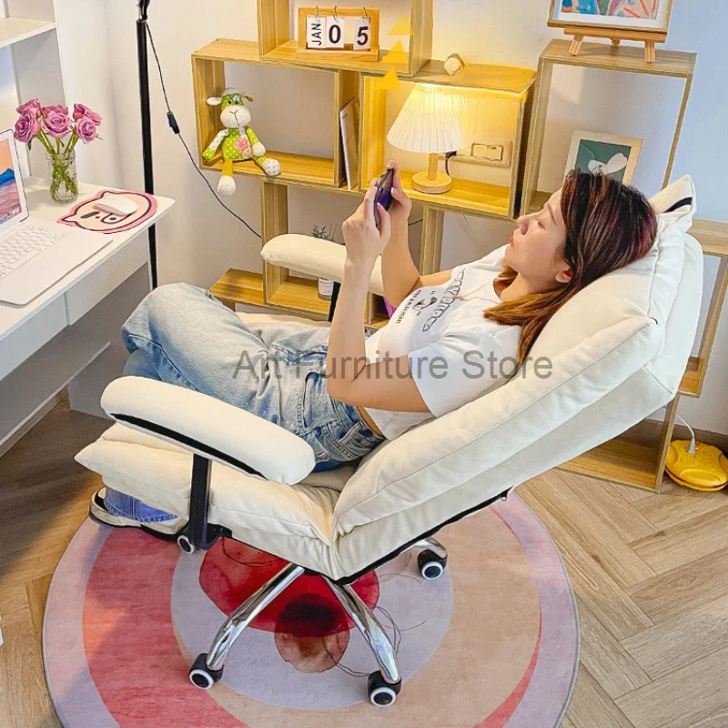 Computer Chair Desk Home Office Chairs Beach Folding Chair Wheels Sofa Women's Gliding Back Armchair Furniture Comfy Study Lazy