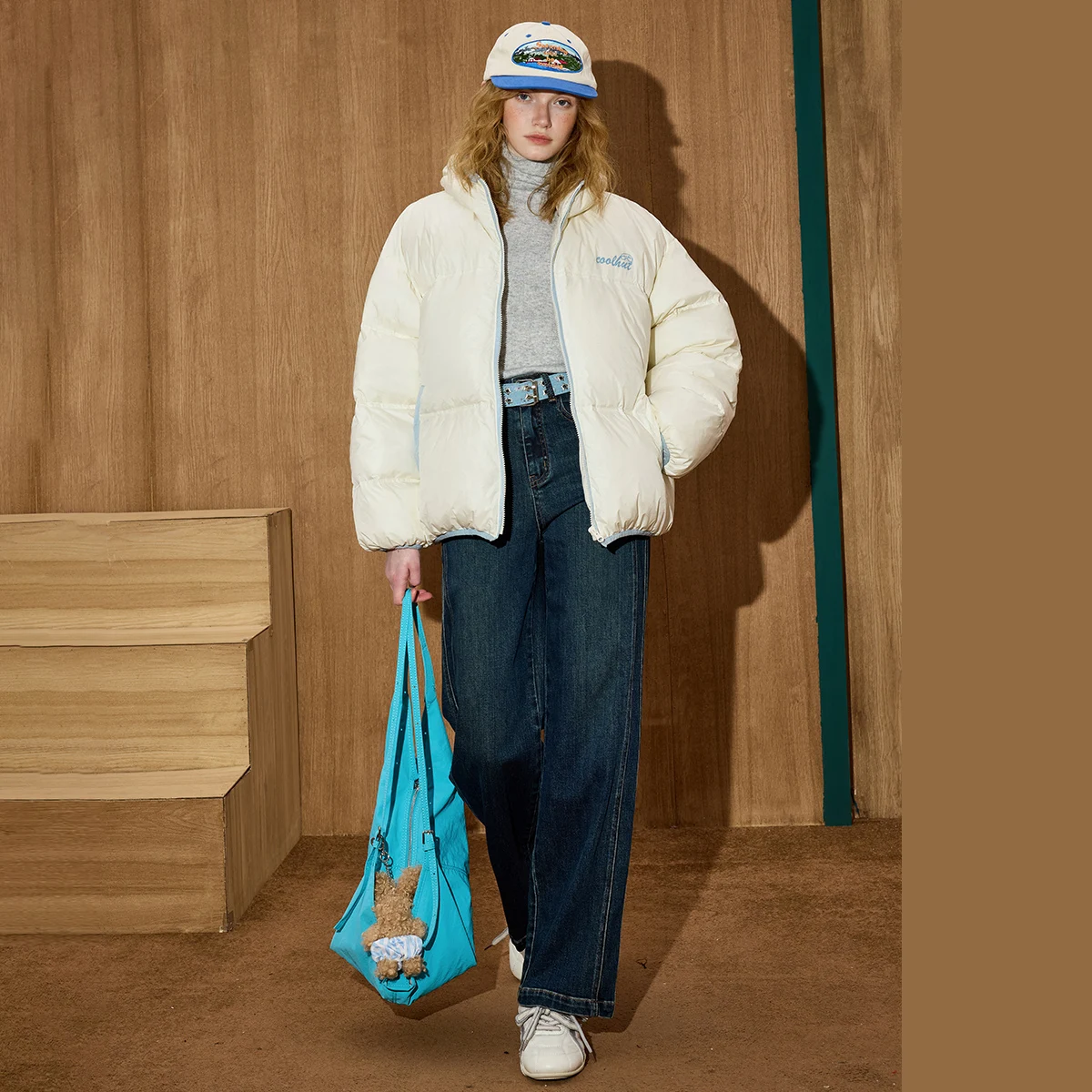 2025 الشتاء المرأة 90% أسفل ملء كتلة اللون سترة منفوخة في الهواء الطلق معطف مقنع دافئ المتضخم سترة عادية رياضي الشارع الشهير #6