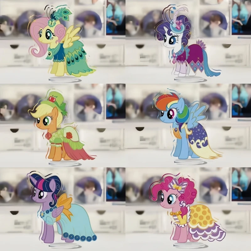 

6 шт./компл. аниме Радуга Даш Флаттершай Раритет мультфильм лошадь акриловые настольные украшения украшение для рабочего стола высота 3-5 см