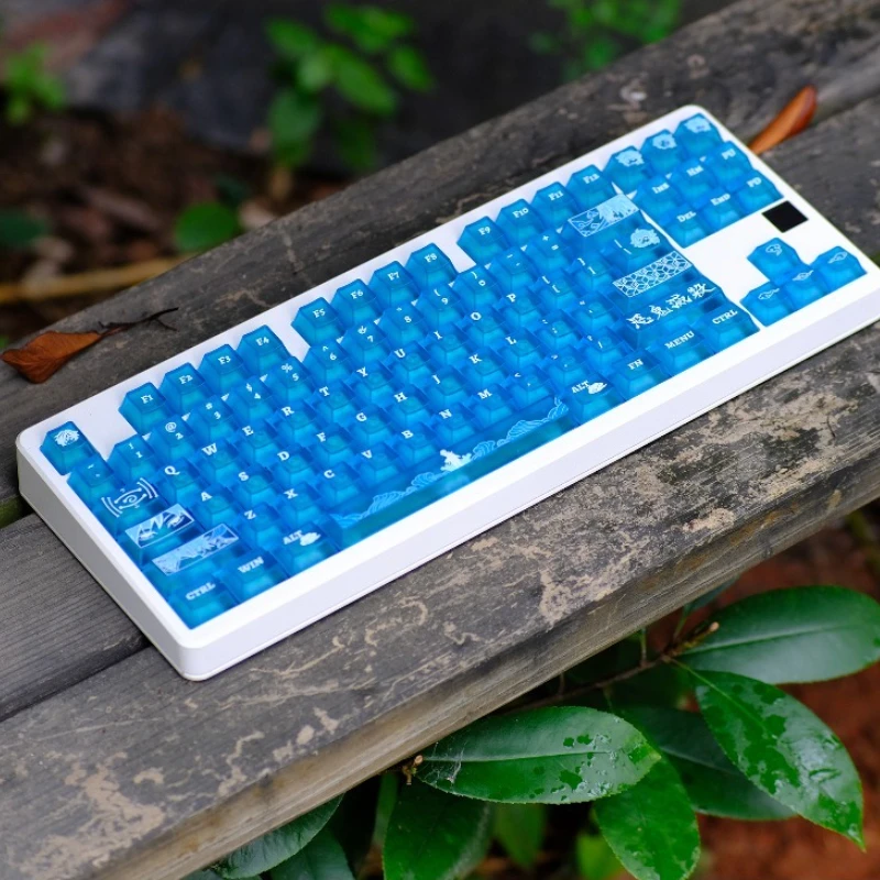 Tema della colonna d'acqua Keycap Anime Demon Slayer Cherry Profile Keycaps 140 Key Pc Tastiera meccanica personalizzata traslucida