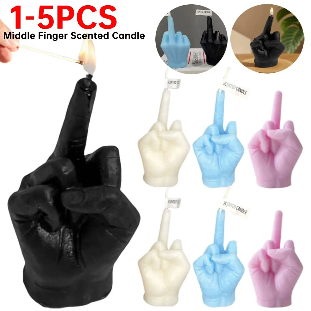 Funny Middle Finger Scented Candle Creative Candle Soy Wax Long Lasting Candle Aromatherapy Hand Gesture Candle for Home