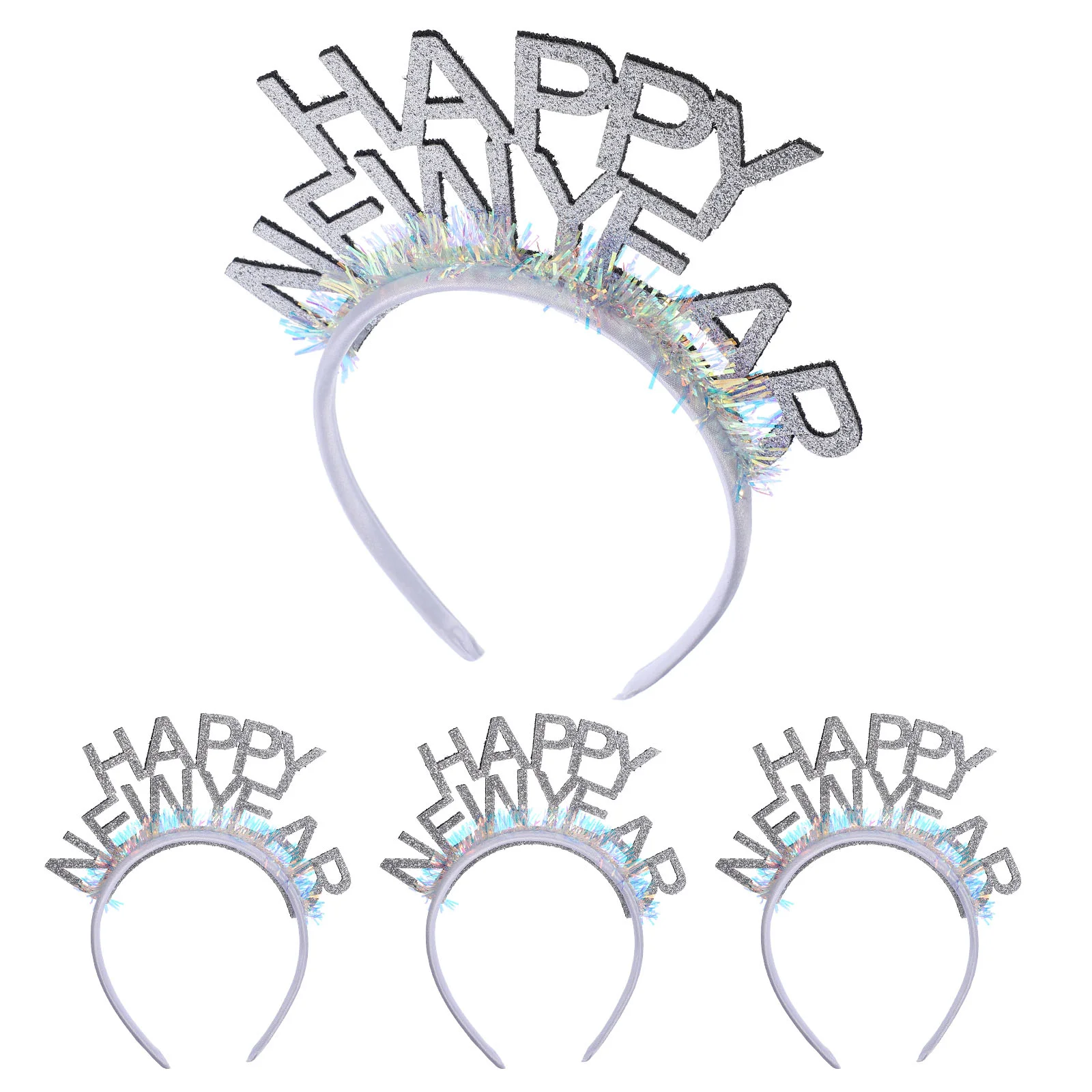 4 Pcs Happy New Year Headband for Girl Cute Party Hair Accessories Kids Headbands