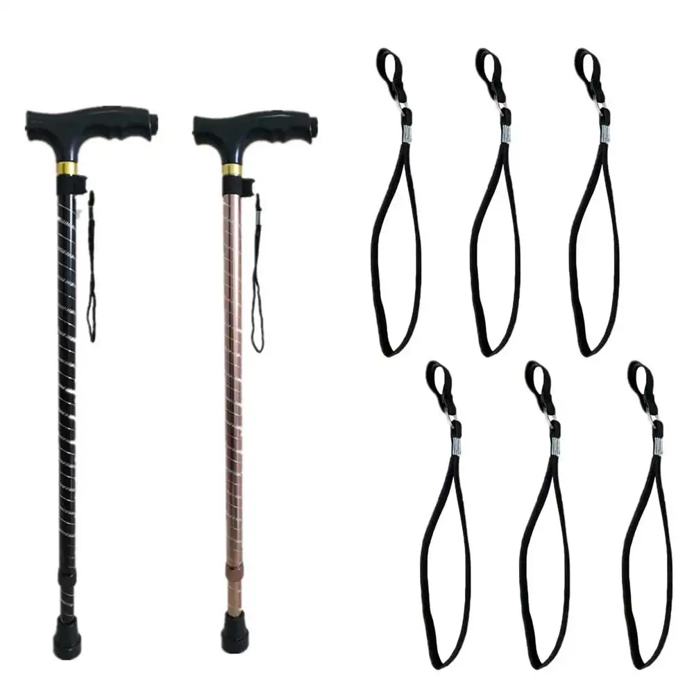 

6pcs Portable 24CM Black Wrist Straps Hand Wristband Crutch Cane Ropes for Hiking Walking Pole Sticks Crutch Accessories