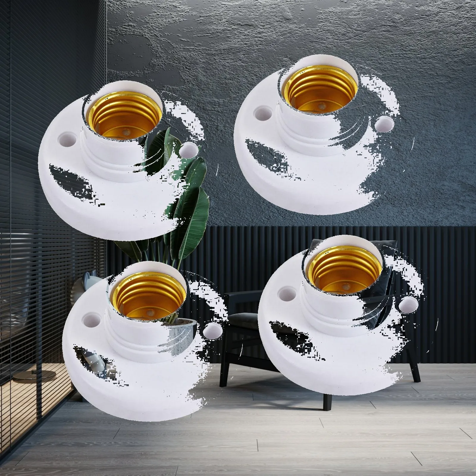 4Pcs E27 Lamp Sockets Replacement Light Bulb Holder Bases Wall Ceilings Mounting for Workshops Desktop Home Corridors Bedroom