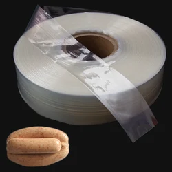 Behogar 98ft 50mm Sausage Casings Transparent Food Grade Plastic Sausage Ham Snack Stick Casings Film for Homemade Sausage