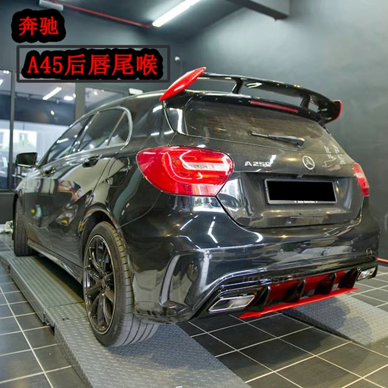 ABS A45 Diffuser + 304 Stainless Steel 4-Outlet Exhaust Tip Fits for Mercedes W176 2013 - IN Sport Edition A Class A180 A200