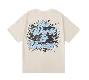 2024 Summer Latest American Trend Brand Character Printed Cotton T-Shirt Rapper West Coast Hip Hop Rock Cotton Fashion