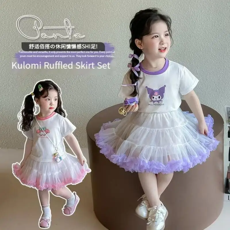 

Платье принцессы Sanrios с героями мультфильмов, модное милое тюлевое платье для девочек, красивое милое летнее платье с короткими рукавами, лидер продаж