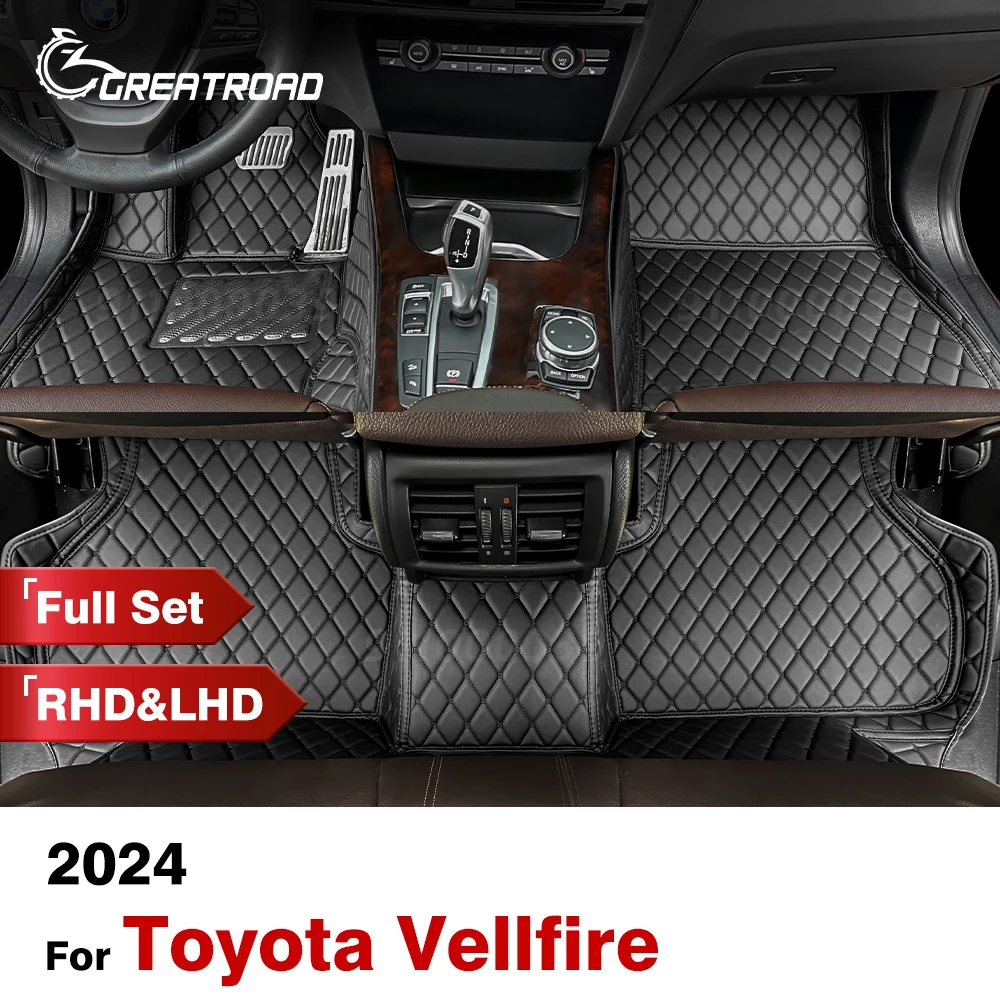 

Custom Car Floor Mats For Toyota Vellfire 2024 Automobile Carpet Cover Interior Details Accessories Protective Pad Parts