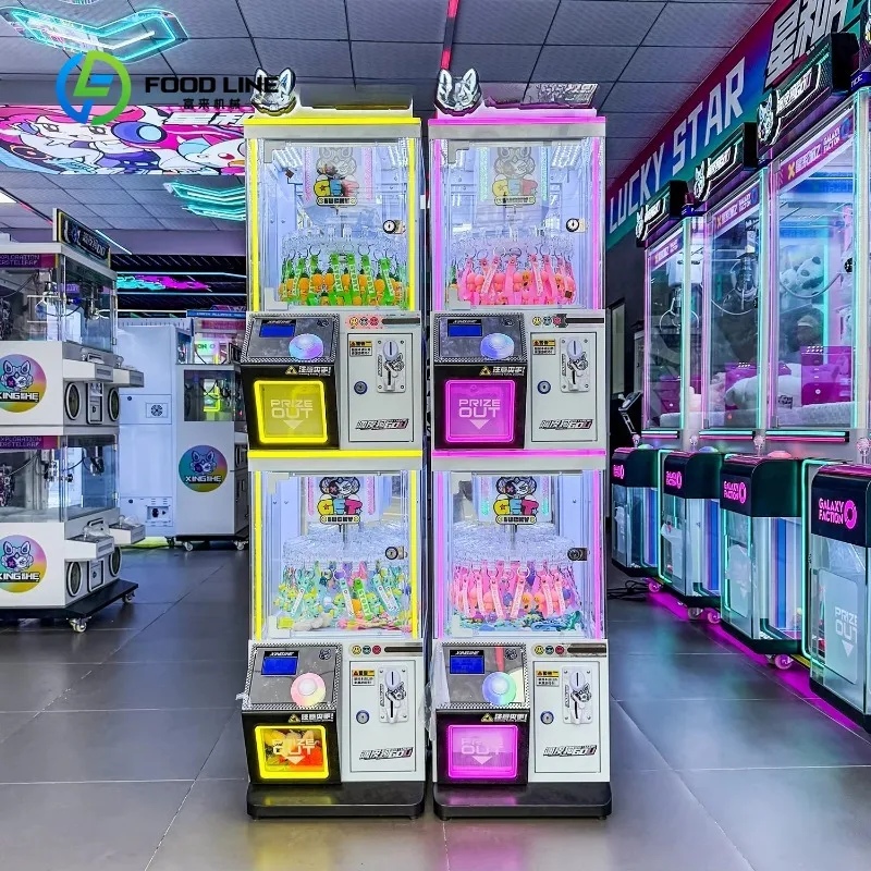 Mini Metal Acrylic Clamping Doll Clip Machine Coin-Operated Toy Plush Cabinet with Spanish Japanese Language for Game Centers
