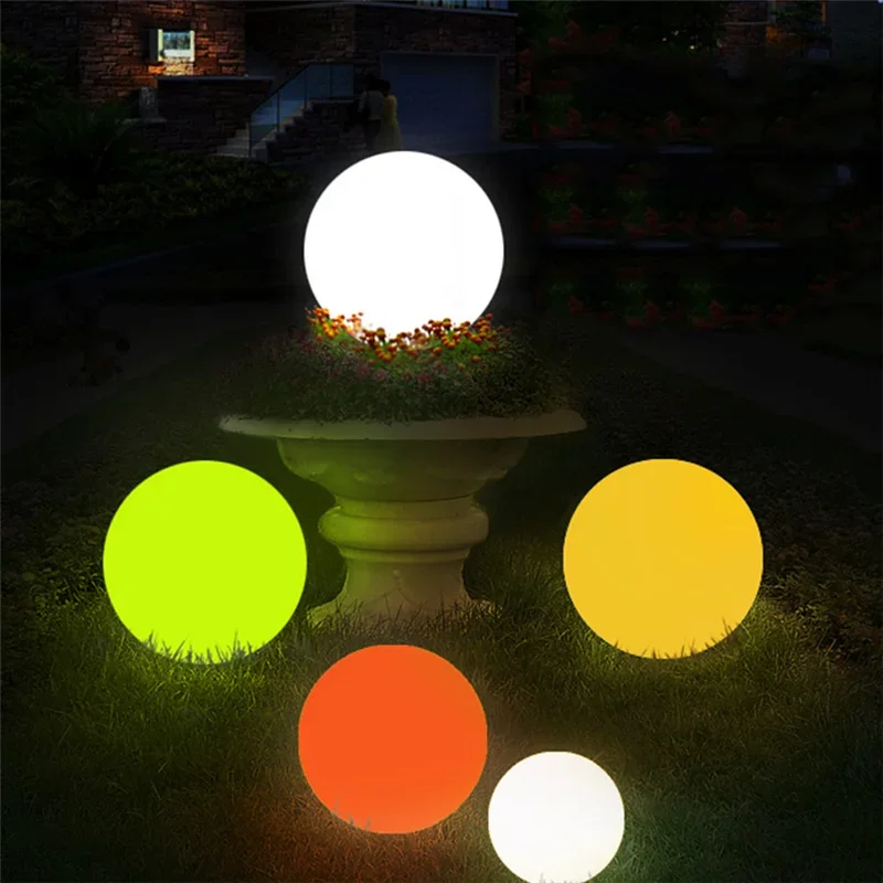 25/20/15/10cm led luminosa bola redonda lâmpada alimentada por bateria remoto 16 cores jardim paisagem gramado casa decoração do quarto luzes da noite