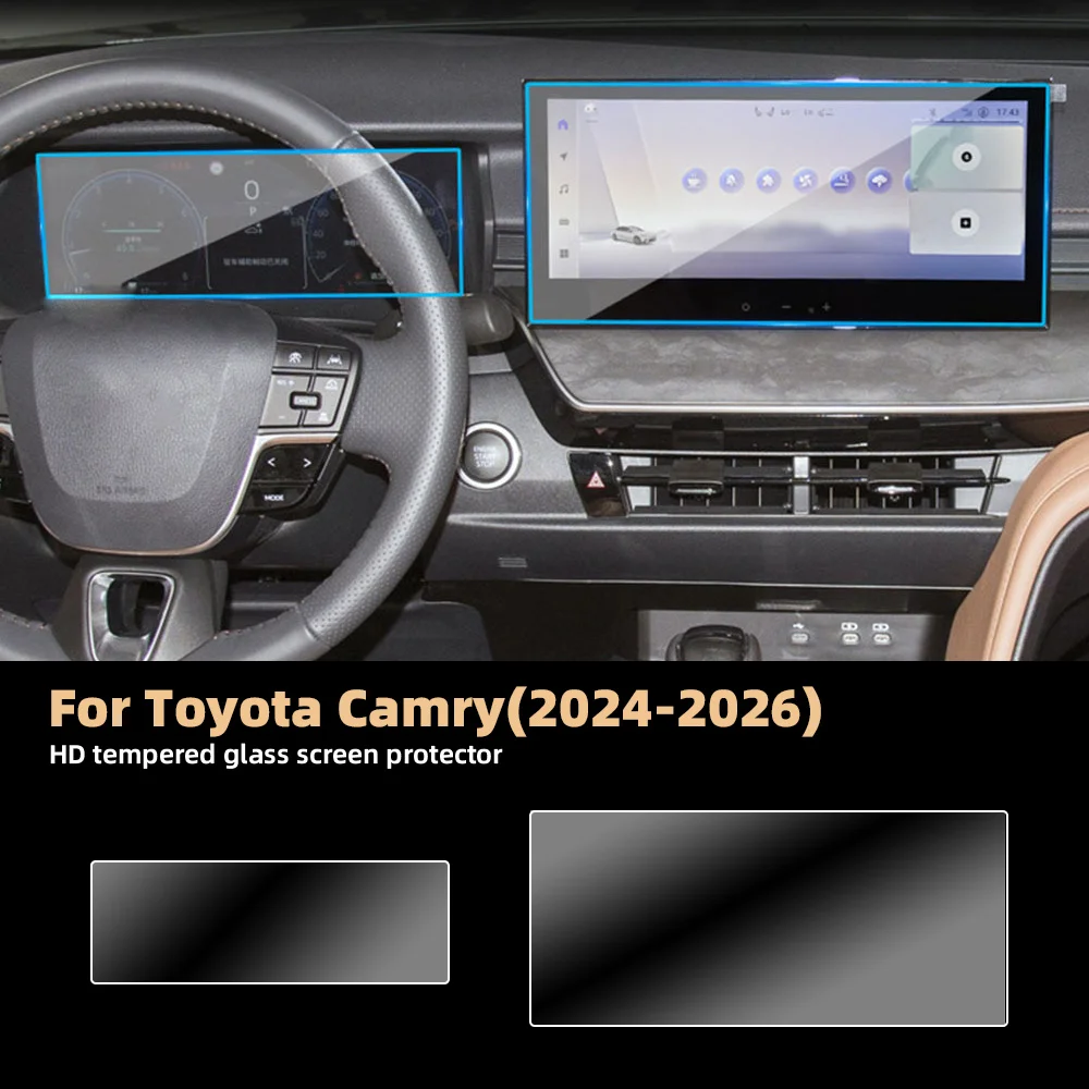 Für Toyota Camry 2024-2026 Navigations- und Instrumentencluster-Bildschirmschutz HD Gehärtetes Glas Film mit Schaumstoffbox-Verpackung