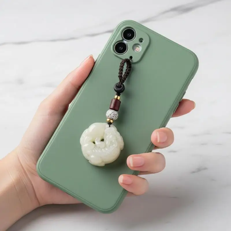 NEW China Style Pixiu Car Key Chain Bag Mobile Phone Pendant For Men And Women Hangings Leather Bag Lanyard Key Ring Accessories