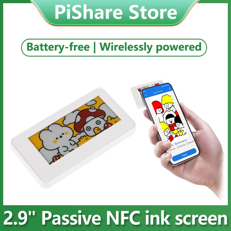 2.9inch Passive NFC-Powered e-Paper (G) RYBW 4-color Display Screen No Need Battery Wireless Power & Data Transfer ABS Case