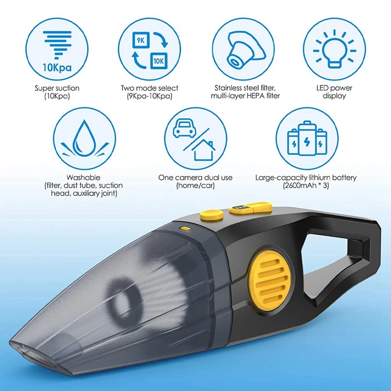 Aspirador portátil portátil com poder de sucção coletor de poeira recarregável, molhado e seco para teclado de computador, 8Kpa