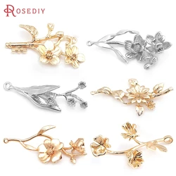 4PCS Platinum Color Brass Flower Charms Pendants High Quality Jewelry Making Supplies Necklace Earrings Accessories for Women