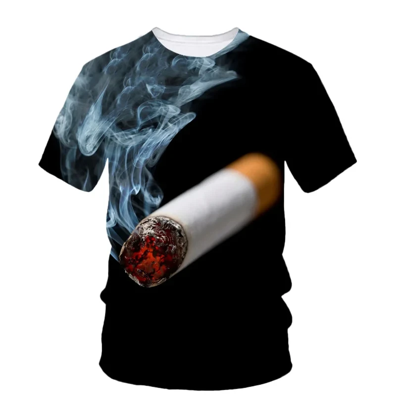 Cool Smoking Tobacco Graphic T Shirt for Men Clothing 3D Print Cigarette T-shirt Casual Short Sleeve Fashion Streetwear Tops Tee