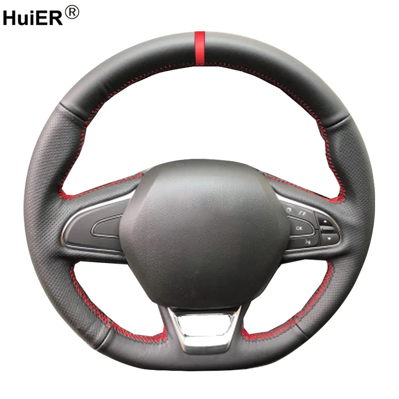Protector para volante de coche cosido a mano para Renault Kadjar Koleos Megane Talisman Scenic 2016-2019 trenza Volant en el volante