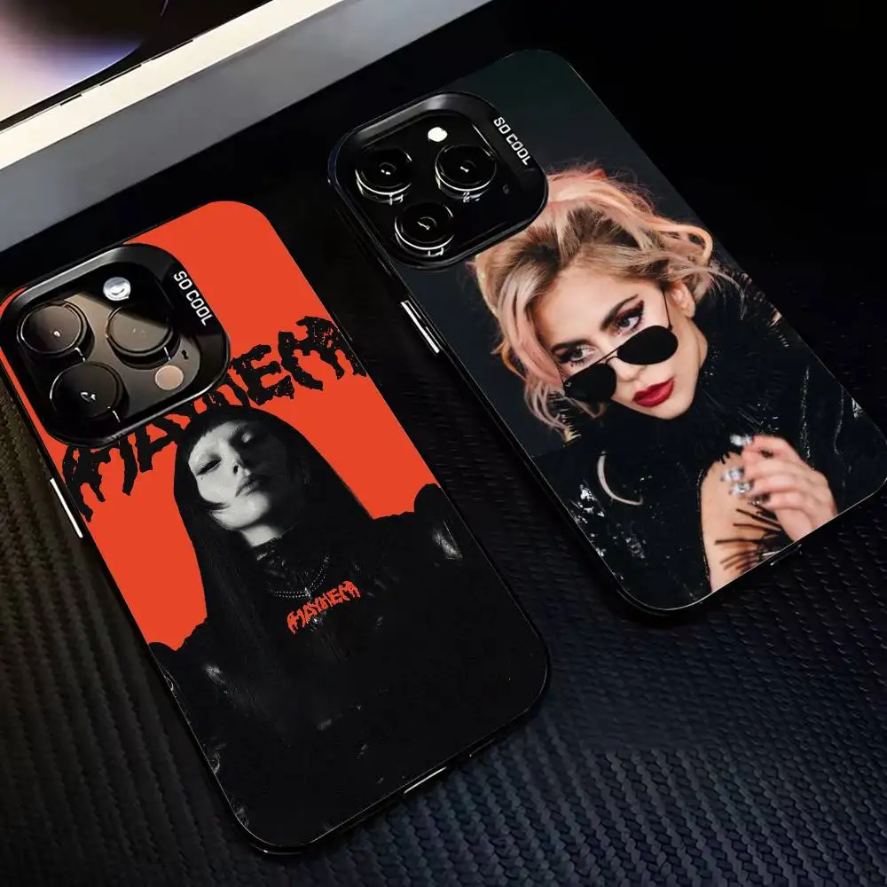 

Cool L-LADY G-GAGA M-MAYHEM Phone Case For iPhone 17,16,15,14,13,12,11 Plus,Pro Max,XS,Colored Silver Plated Inside Cover